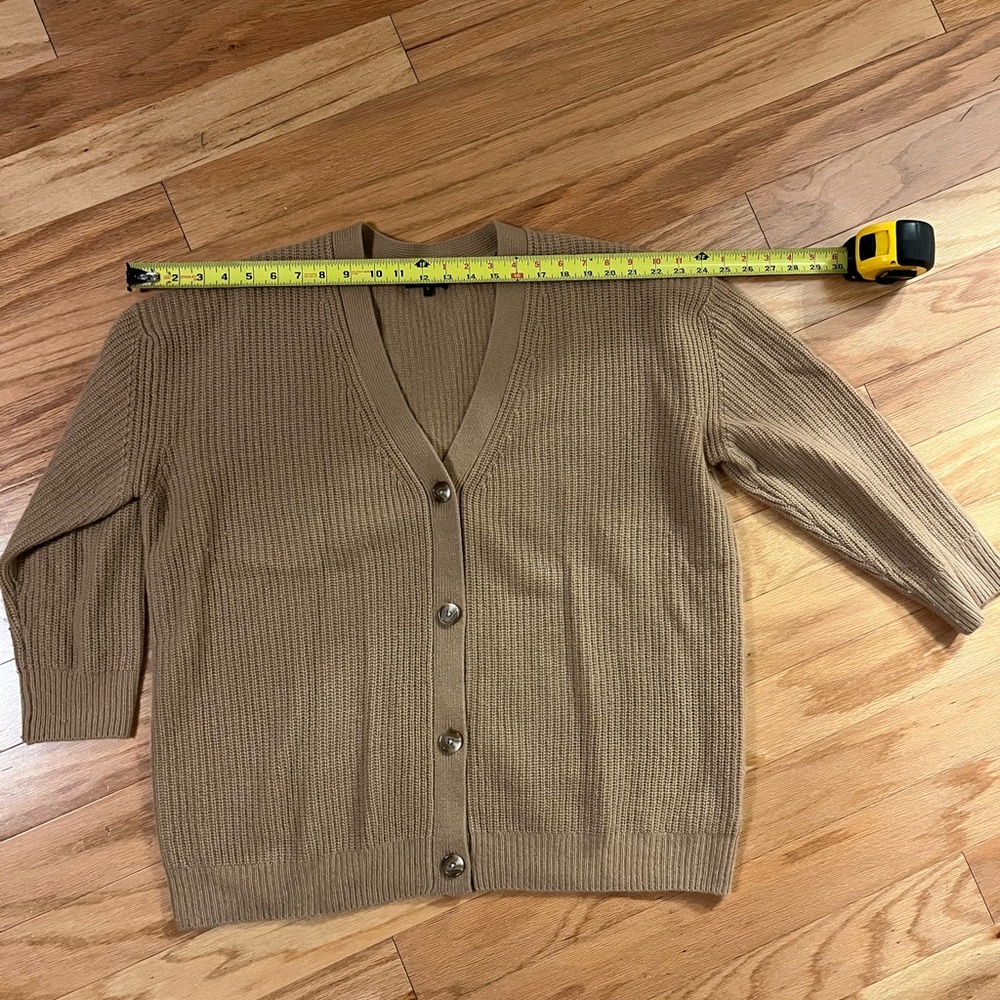 Quince Mongolian Cashmere Oversized Boyfriend Cardigan Sweater in Camel, Small - Picture 4 of 6